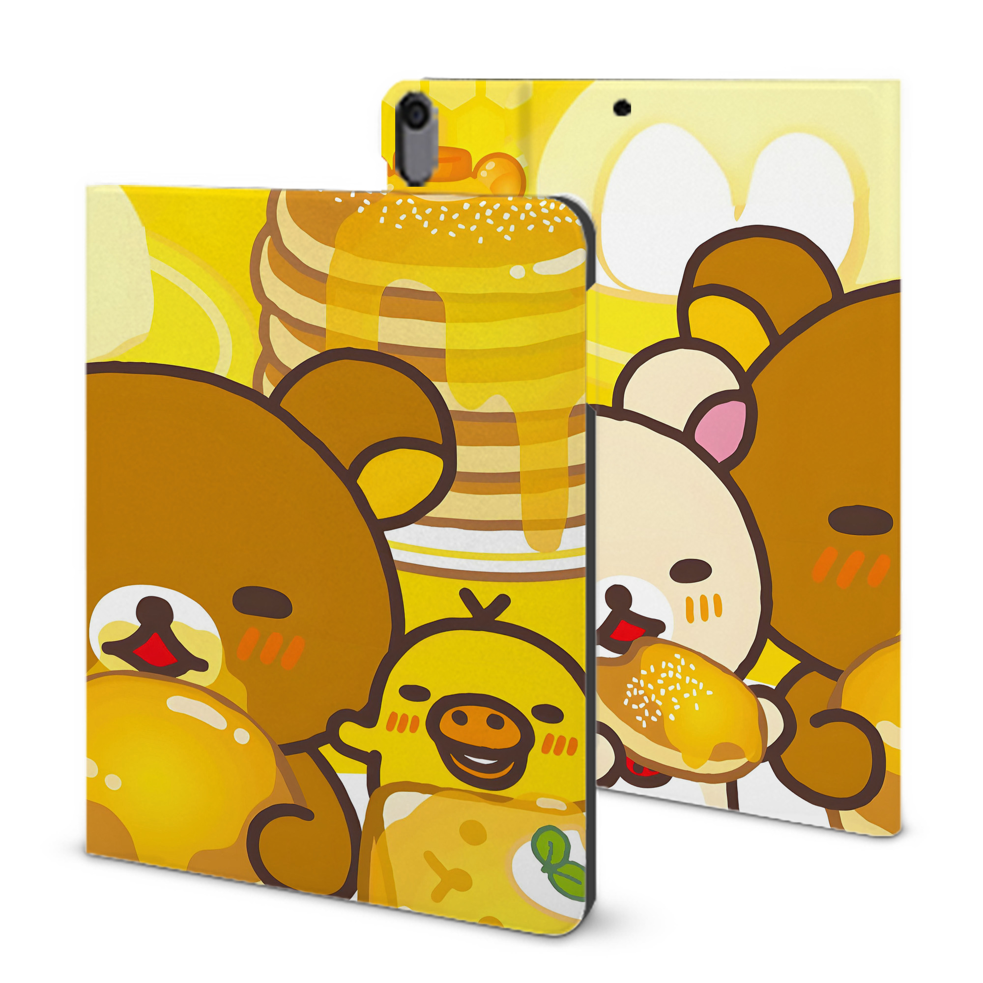 （画像用） リラックマ リラックマ キイロイトリ Rilakkuma Korilakkuma Kiiroitori IPad ケース ブック型 PUレザー TPU 耐衝撃 軽量 薄型 ペン収納なし 全面保護 IPad 各モデル対応